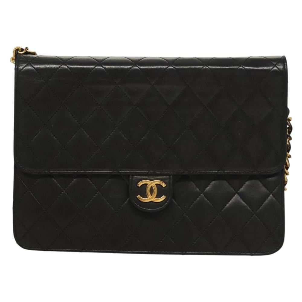 CHANEL Matelasse Chain Shoulder Bag Lamb Skin Black Gold CC Auth 131347 - Picture 13 of 16